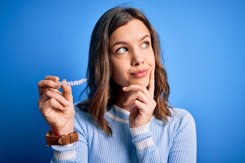Patient looking skeptical about mail-in aligners